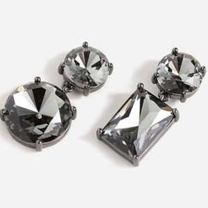 J Crew Crystal Mismatched Earrings, 1"